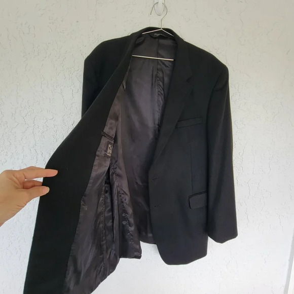 JoS. A. Bank Cashmere Modern Fit Blazer Coat Double Button Black Mens 48L - Picture 12 of 13